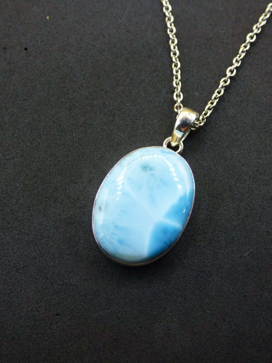 Larimar AAA "Atlantis Stone" Edelstein Kette 925 Sterling Silber Frau Schmuck Edel Natur Heilstein Hippie Rarität Meer Himmel blau Geschenk - Art of Nature Berlin