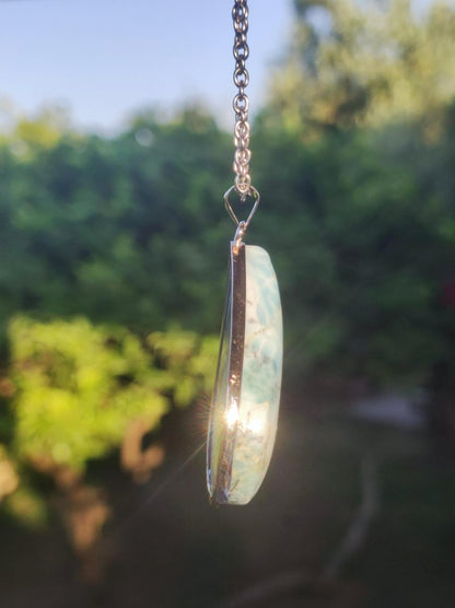 Larimar AAA "Atlantis Stone" Edelstein Kette 925 Sterling Silber Frau Schmuck Edel Natur Heilstein Hippie Rarität Meer Himmel blau Geschenk - Art of Nature Berlin