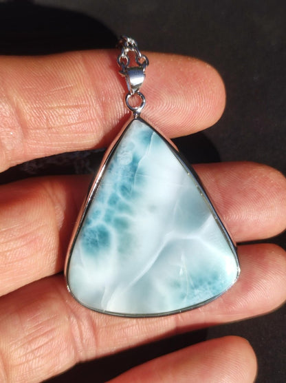 Larimar AAA "Atlantis Stone" Edelstein Kette 925 Sterling Silber Frau Schmuck Edel Natur Heilstein Hippie Rarität Meer Himmel blau Geschenk - Art of Nature Berlin