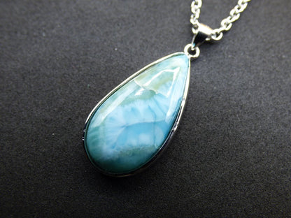 Larimar AAA "Atlantis Stone" Edelstein Kette 925 Sterling Silber Frau Schmuck Edel Natur Heilstein Hippie Rarität Meer Himmel blau Geschenk - Art of Nature Berlin