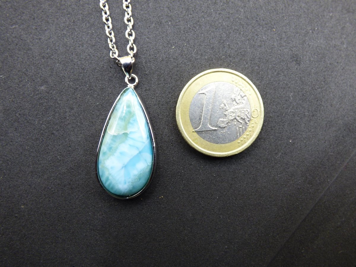 Larimar AAA "Atlantis Stone" Edelstein Kette 925 Sterling Silber Frau Schmuck Edel Natur Heilstein Hippie Rarität Meer Himmel blau Geschenk - Art of Nature Berlin