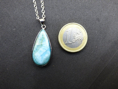 Larimar AAA "Atlantis Stone" Edelstein Kette 925 Sterling Silber Frau Schmuck Edel Natur Heilstein Hippie Rarität Meer Himmel blau Geschenk - Art of Nature Berlin