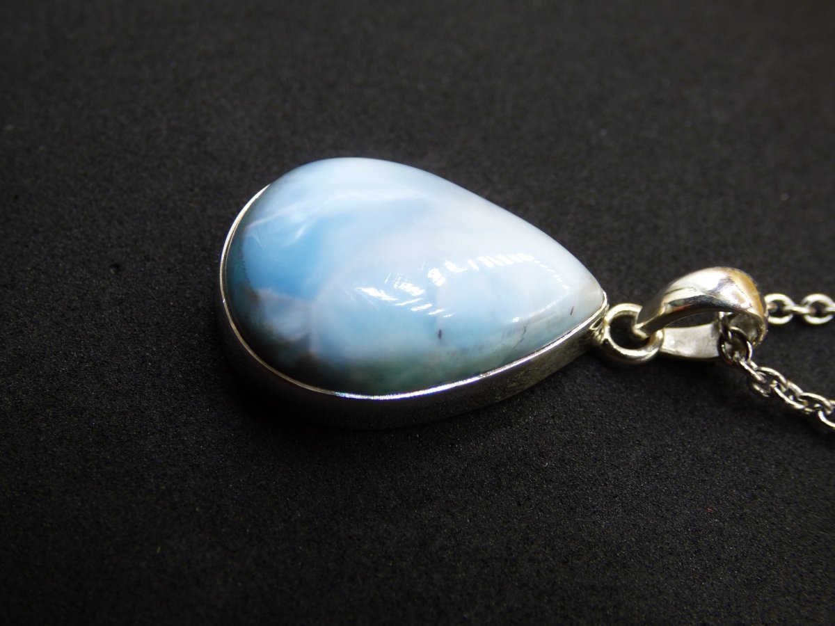 Larimar AAA "Atlantis Stone" Edelstein Kette 925 Sterling Silber Frau Schmuck Edel Natur Heilstein Hippie Rarität Meer Himmel blau Geschenk - Art of Nature Berlin