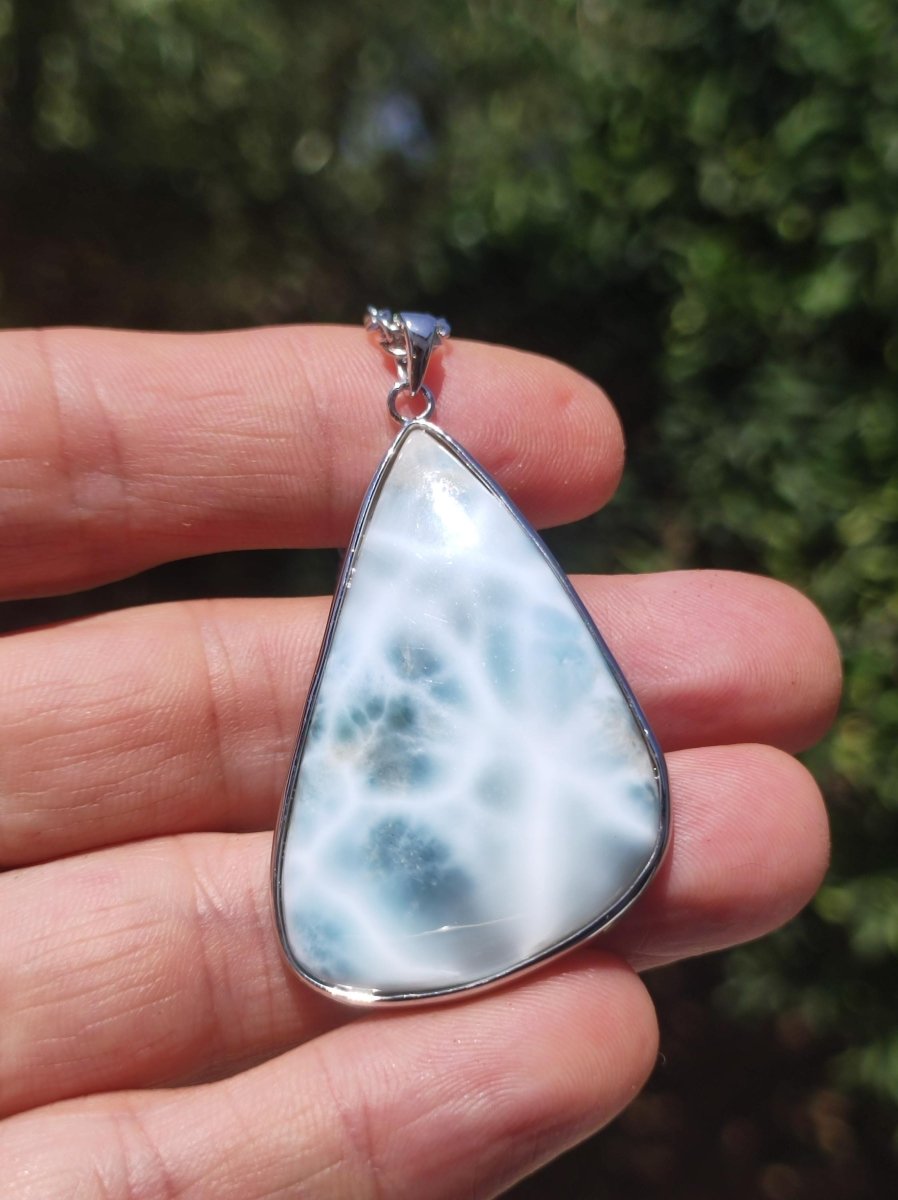 Larimar AAA "Atlantis Stone" Edelstein Kette 925 Sterling Silber Frau Schmuck Edel Natur Heilstein Hippie Rarität Meer Himmel blau Geschenk - Art of Nature Berlin