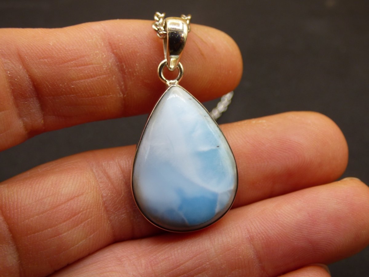 Larimar AAA "Atlantis Stone" Edelstein Kette 925 Sterling Silber Frau Schmuck Edel Natur Heilstein Hippie Rarität Meer Himmel blau Geschenk - Art of Nature Berlin