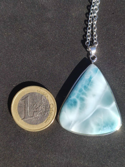 Larimar AAA "Atlantis Stone" Edelstein Kette 925 Sterling Silber Frau Schmuck Edel Natur Heilstein Hippie Rarität Meer Himmel blau Geschenk - Art of Nature Berlin
