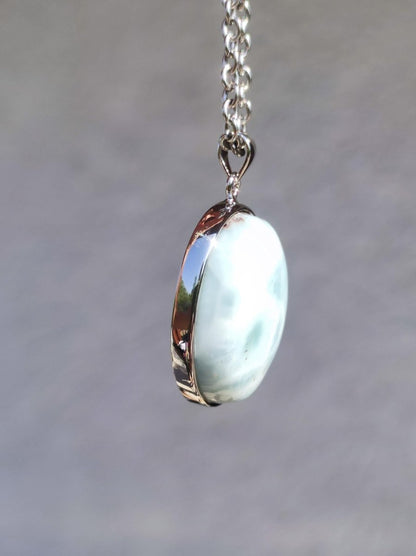 Larimar AAA "Atlantis Stone" Edelstein Kette 925 Sterling Silber Frau Schmuck Edel Natur Heilstein Hippie Rarität Meer Himmel blau Geschenk - Art of Nature Berlin