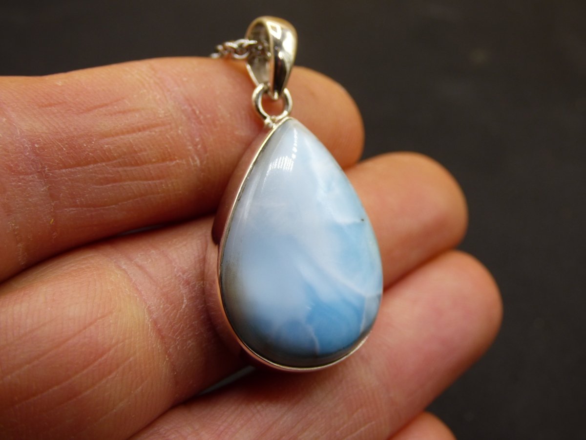 Larimar AAA "Atlantis Stone" Edelstein Kette 925 Sterling Silber Frau Schmuck Edel Natur Heilstein Hippie Rarität Meer Himmel blau Geschenk - Art of Nature Berlin