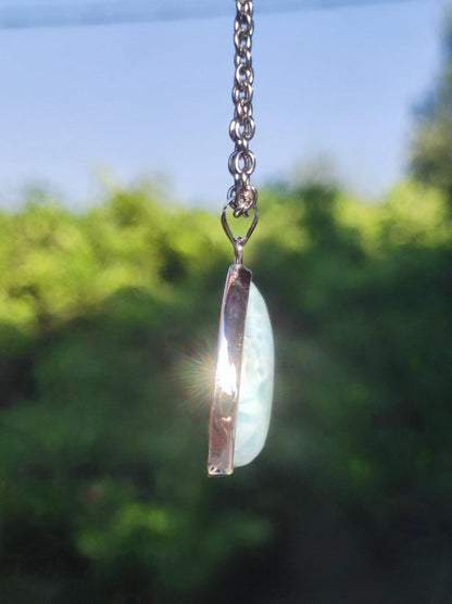 Larimar AAA "Atlantis Stone" Edelstein Kette 925 Sterling Silber Frau Schmuck Edel Natur Heilstein Hippie Rarität Meer Himmel blau Geschenk - Art of Nature Berlin