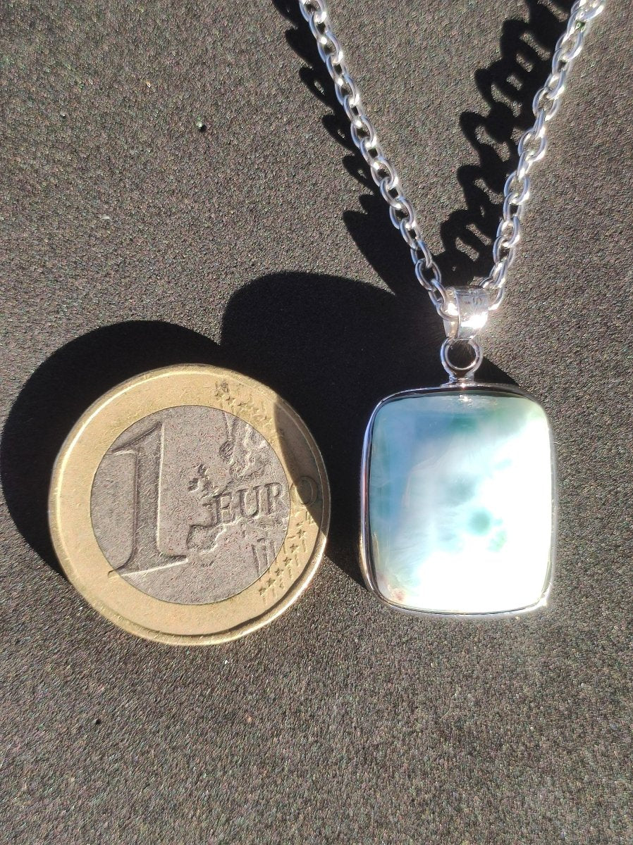 Larimar AAA "Atlantis Stone" Edelstein Kette 925 Sterling Silber Frau Schmuck Edel Natur Heilstein Hippie Rarität Meer Himmel blau Geschenk - Art of Nature Berlin