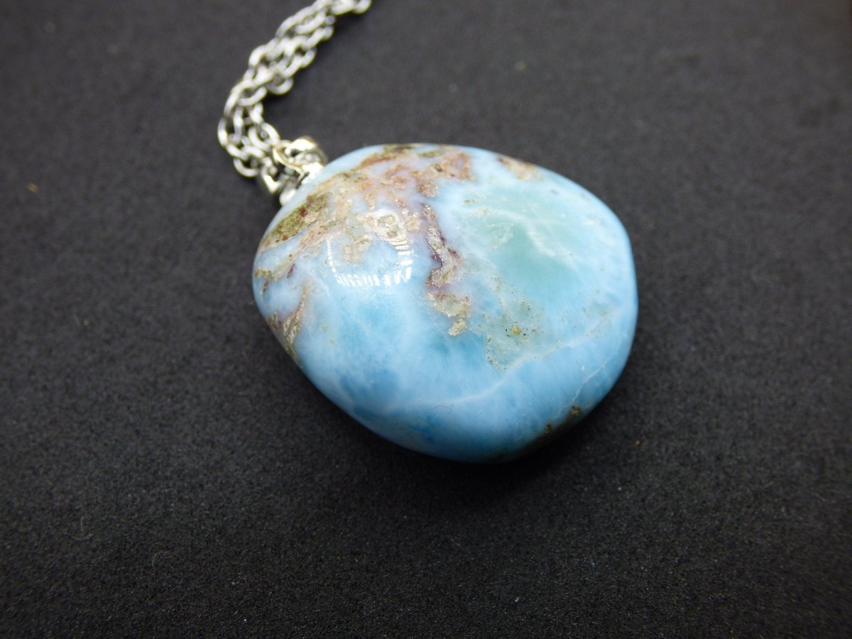 Larimar AAA "Atlantis Stone"~ Edelstein Kette 925 Sterling Silber Öse ~HIPPIE GOA Boho Tibet Ethno Nature Heilstein Rarität Meerblau Himmel - Art of Nature Berlin