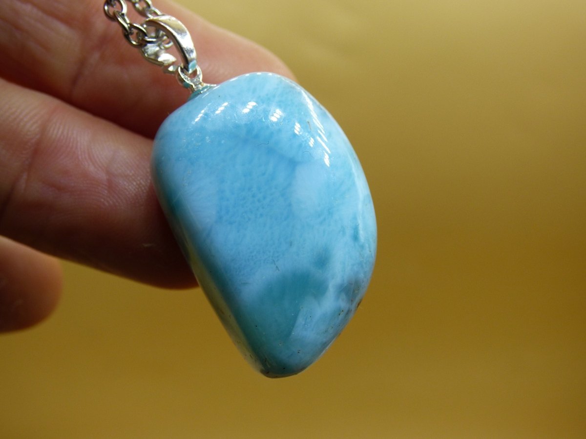 Larimar AAA "Atlantis Stone"~ Edelstein Kette 925 Sterling Silber Öse ~HIPPIE GOA Boho Tibet Ethno Nature Heilstein Rarität Meerblau Himmel - Art of Nature Berlin