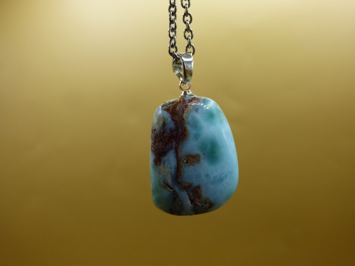 Larimar AAA "Atlantis Stone"~ Edelstein Kette 925 Sterling Silber Öse ~HIPPIE GOA Boho Tibet Ethno Nature Heilstein Rarität Meerblau Himmel - Art of Nature Berlin