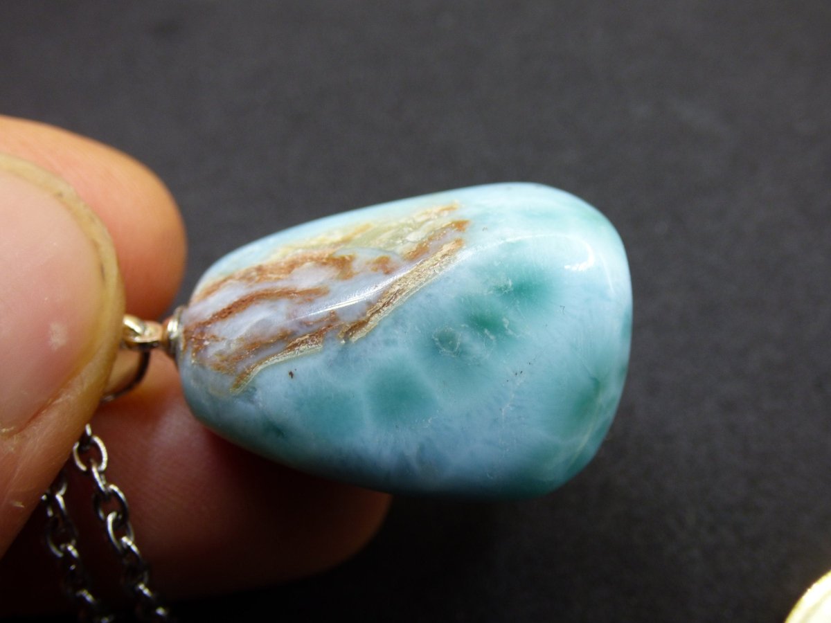 Larimar AAA "Atlantis Stone"~ Edelstein Kette 925 Sterling Silber Öse ~HIPPIE GOA Boho Tibet Ethno Nature Heilstein Rarität Meerblau Himmel - Art of Nature Berlin