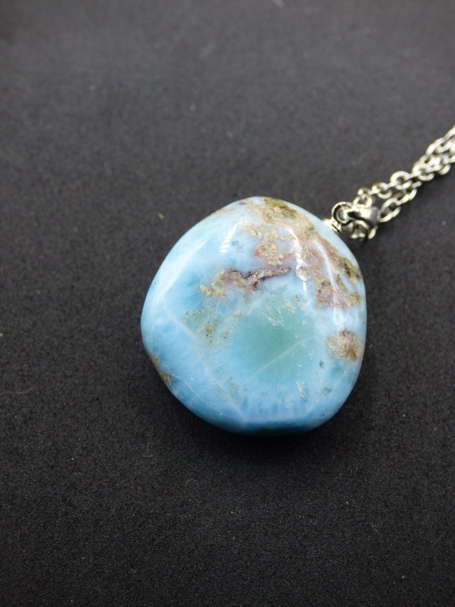 Larimar AAA "Atlantis Stone"~ Edelstein Kette 925 Sterling Silber Öse ~HIPPIE GOA Boho Tibet Ethno Nature Heilstein Rarität Meerblau Himmel - Art of Nature Berlin