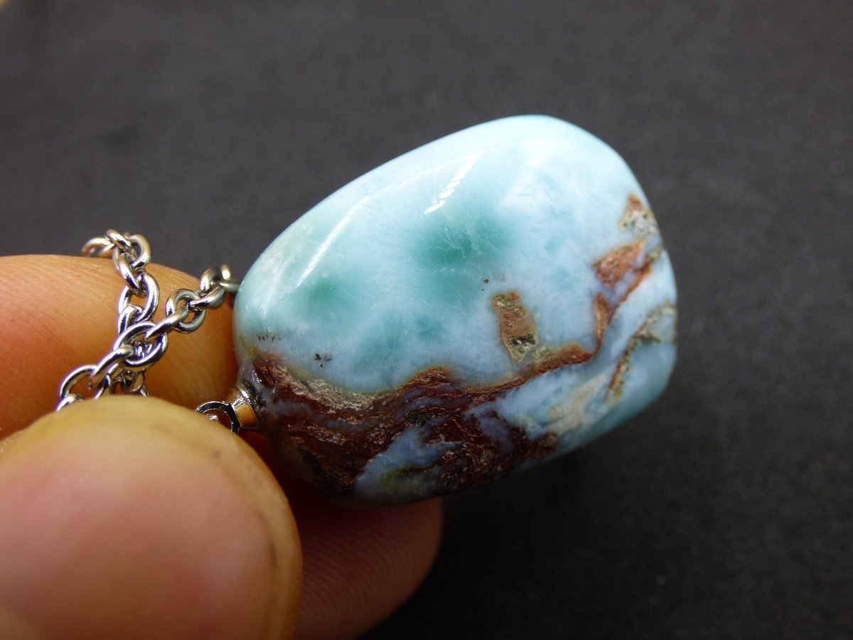 Larimar AAA "Atlantis Stone"~ Edelstein Kette 925 Sterling Silber Öse ~HIPPIE GOA Boho Tibet Ethno Nature Heilstein Rarität Meerblau Himmel - Art of Nature Berlin