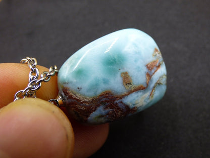 Larimar AAA "Atlantis Stone"~ Edelstein Kette 925 Sterling Silber Öse ~HIPPIE GOA Boho Tibet Ethno Nature Heilstein Rarität Meerblau Himmel - Art of Nature Berlin