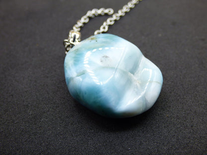 Larimar AAA "Atlantis Stone"~ Edelstein Kette 925 Sterling Silber Öse ~HIPPIE GOA Boho Tibet Ethno Nature Heilstein Rarität Meerblau Himmel - Art of Nature Berlin