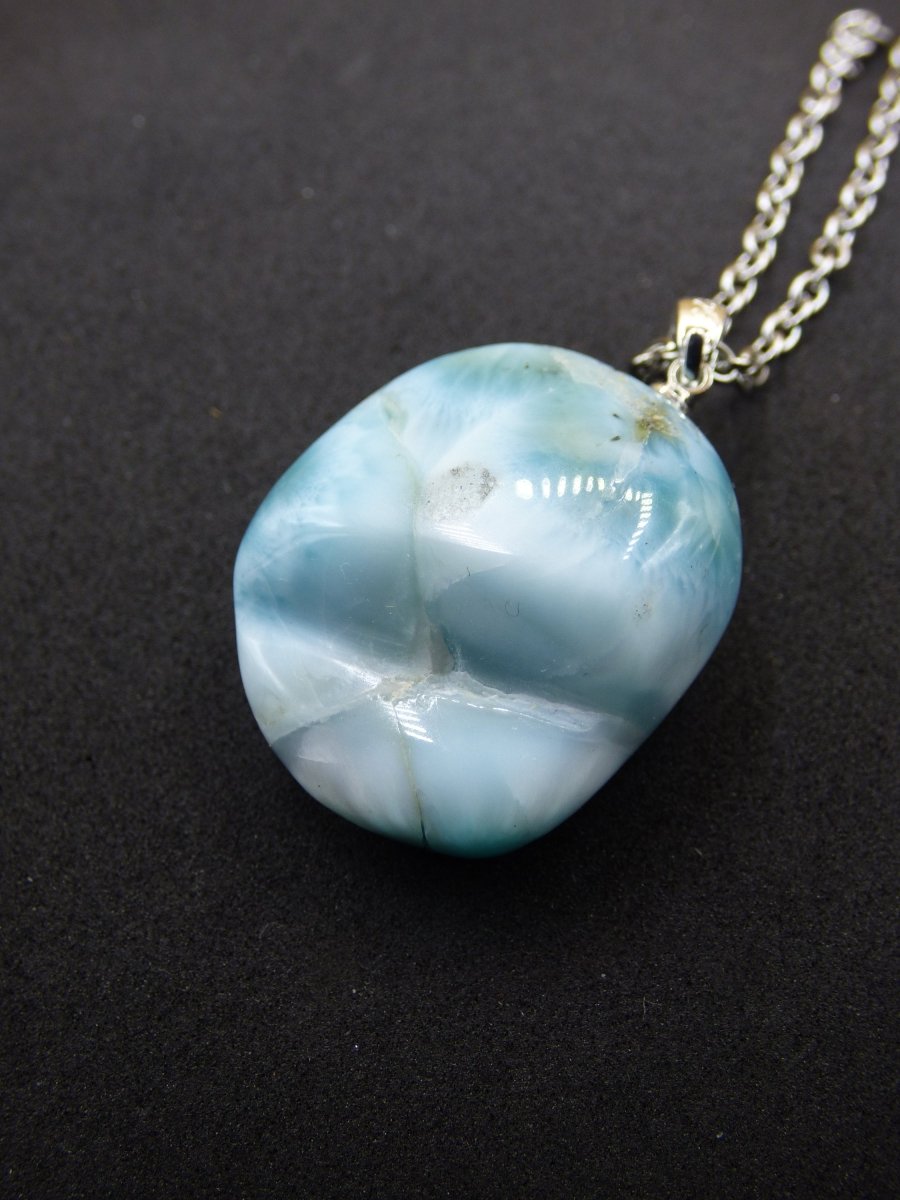 Larimar AAA "Atlantis Stone"~ Edelstein Kette 925 Sterling Silber Öse ~HIPPIE GOA Boho Tibet Ethno Nature Heilstein Rarität Meerblau Himmel - Art of Nature Berlin