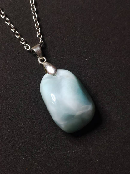 Larimar AAA "Atlantis Stone"~ Edelstein Kette 925 Sterling Silber Öse ~HIPPIE GOA Boho Tibet Ethno Nature Heilstein Rarität Meerblau Himmel - Art of Nature Berlin