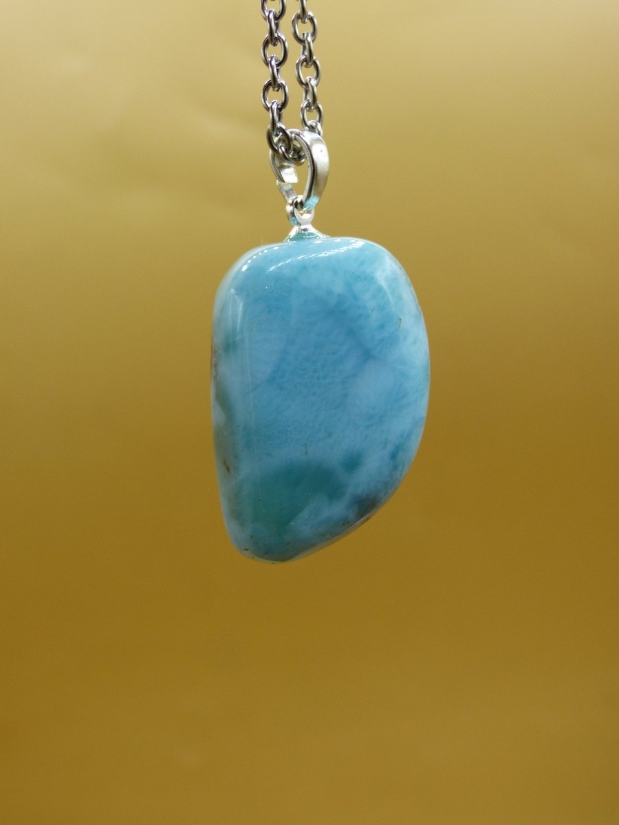 Larimar AAA "Atlantis Stone"~ Edelstein Kette 925 Sterling Silber Öse ~HIPPIE GOA Boho Tibet Ethno Nature Heilstein Rarität Meerblau Himmel - Art of Nature Berlin