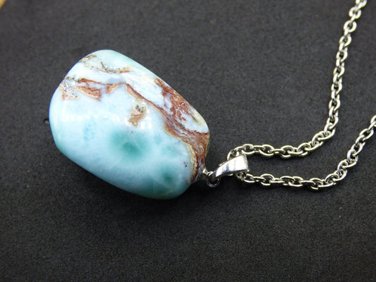 Larimar AAA "Atlantis Stone"~ Edelstein Kette 925 Sterling Silber Öse ~HIPPIE GOA Boho Tibet Ethno Nature Heilstein Rarität Meerblau Himmel - Art of Nature Berlin