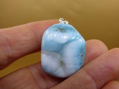 Larimar AAA "Atlantis Stone"~ Edelstein Kette 925 Sterling Silber Öse ~HIPPIE GOA Boho Tibet Ethno Nature Heilstein Rarität Meerblau Himmel - Art of Nature Berlin