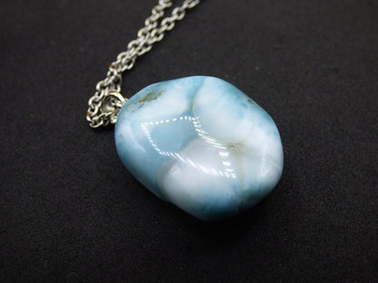 Larimar AAA "Atlantis Stone"~ Edelstein Kette 925 Sterling Silber Öse ~HIPPIE GOA Boho Tibet Ethno Nature Heilstein Rarität Meerblau Himmel - Art of Nature Berlin