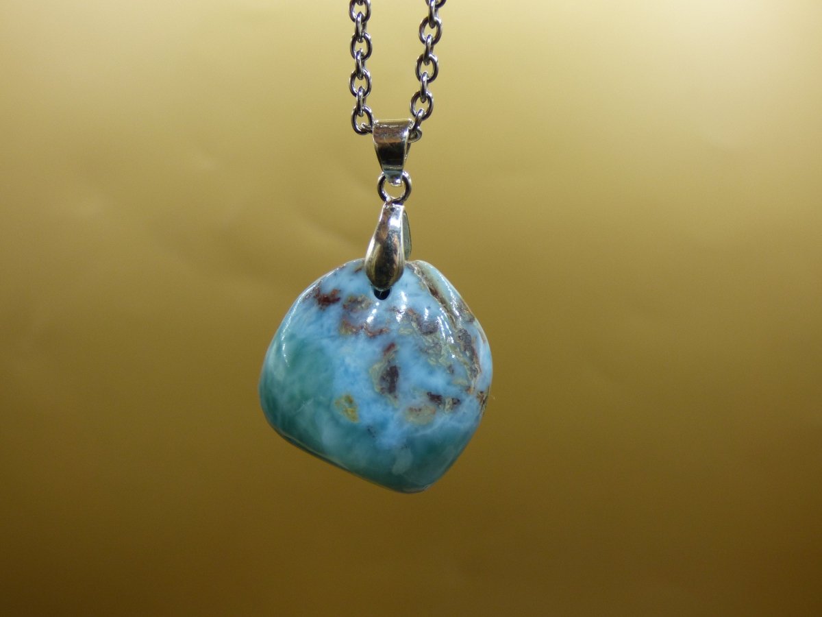 Larimar AAA "Atlantis Stone"~ Edelstein Kette 925 Sterling Silber Öse ~HIPPIE GOA Boho Tibet Ethno Nature Heilstein Rarität Meerblau Himmel - Art of Nature Berlin