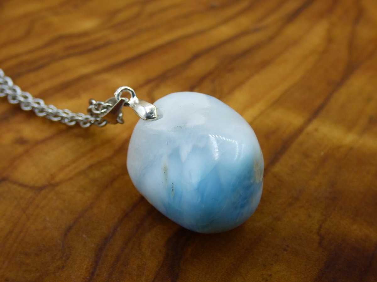 Larimar AAA "Atlantis Stone"~ Edelstein Kette 925 Sterling Silber Öse ~HIPPIE GOA Boho Tibet Ethno Nature Heilstein Rarität Meerblau Himmel - Art of Nature Berlin