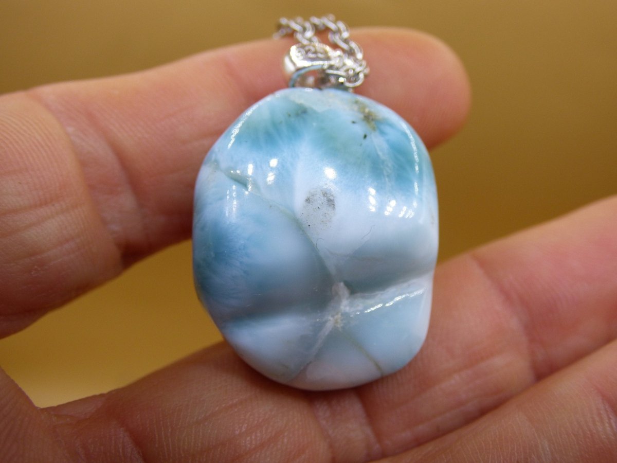 Larimar AAA "Atlantis Stone"~ Edelstein Kette 925 Sterling Silber Öse ~HIPPIE GOA Boho Tibet Ethno Nature Heilstein Rarität Meerblau Himmel - Art of Nature Berlin