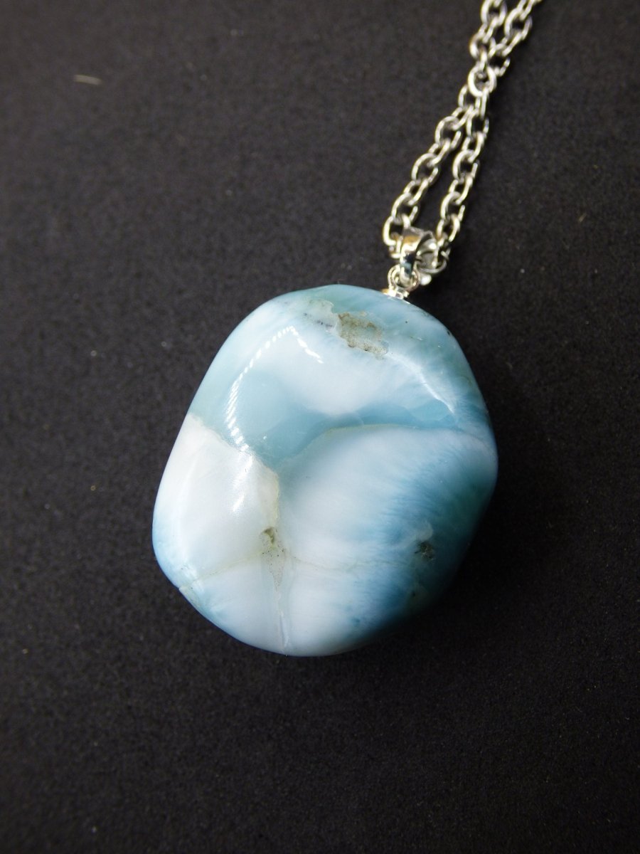 Larimar AAA "Atlantis Stone"~ Edelstein Kette 925 Sterling Silber Öse ~HIPPIE GOA Boho Tibet Ethno Nature Heilstein Rarität Meerblau Himmel - Art of Nature Berlin