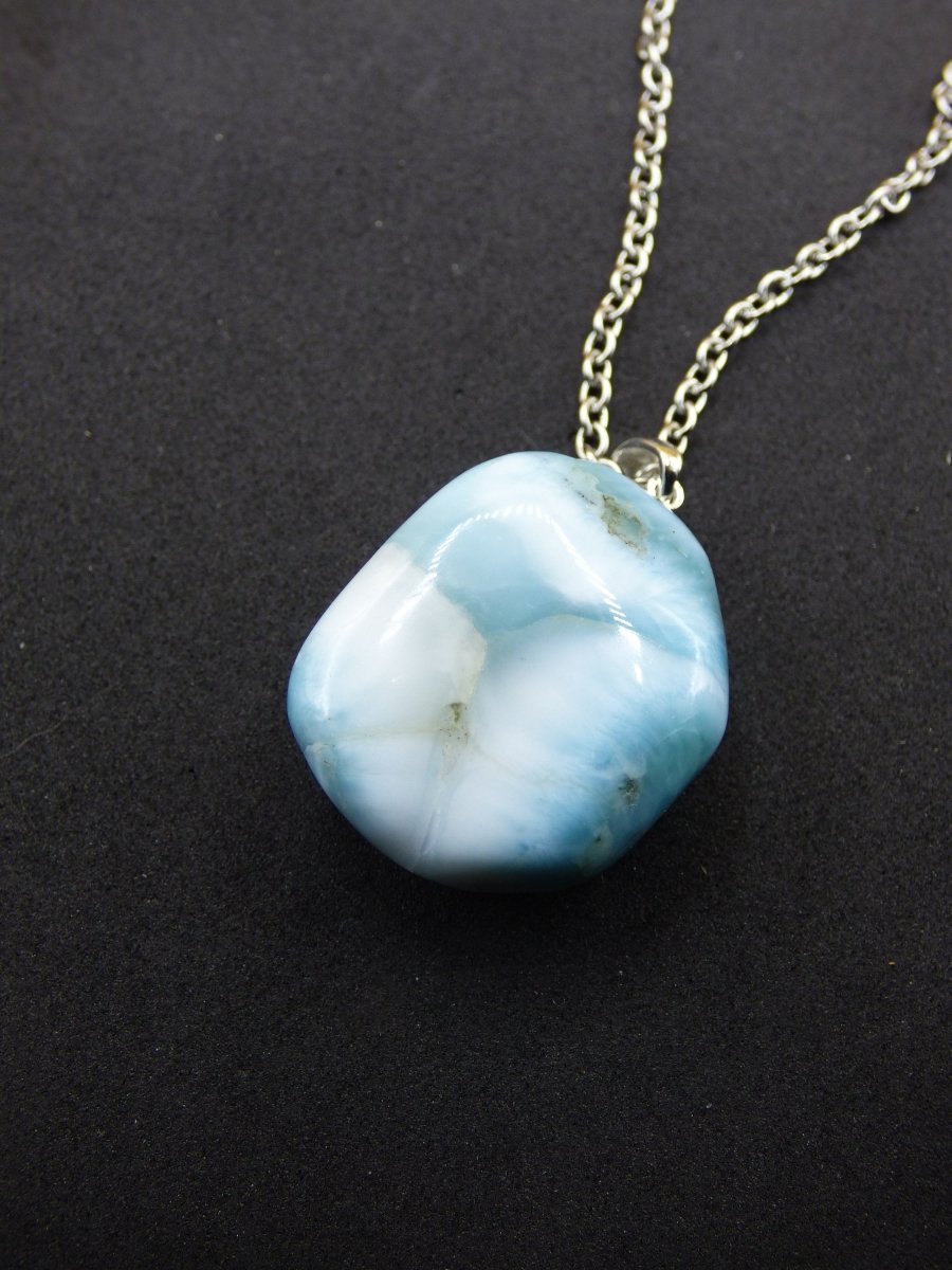 Larimar AAA "Atlantis Stone"~ Edelstein Kette 925 Sterling Silber Öse ~HIPPIE GOA Boho Tibet Ethno Nature Heilstein Rarität Meerblau Himmel - Art of Nature Berlin