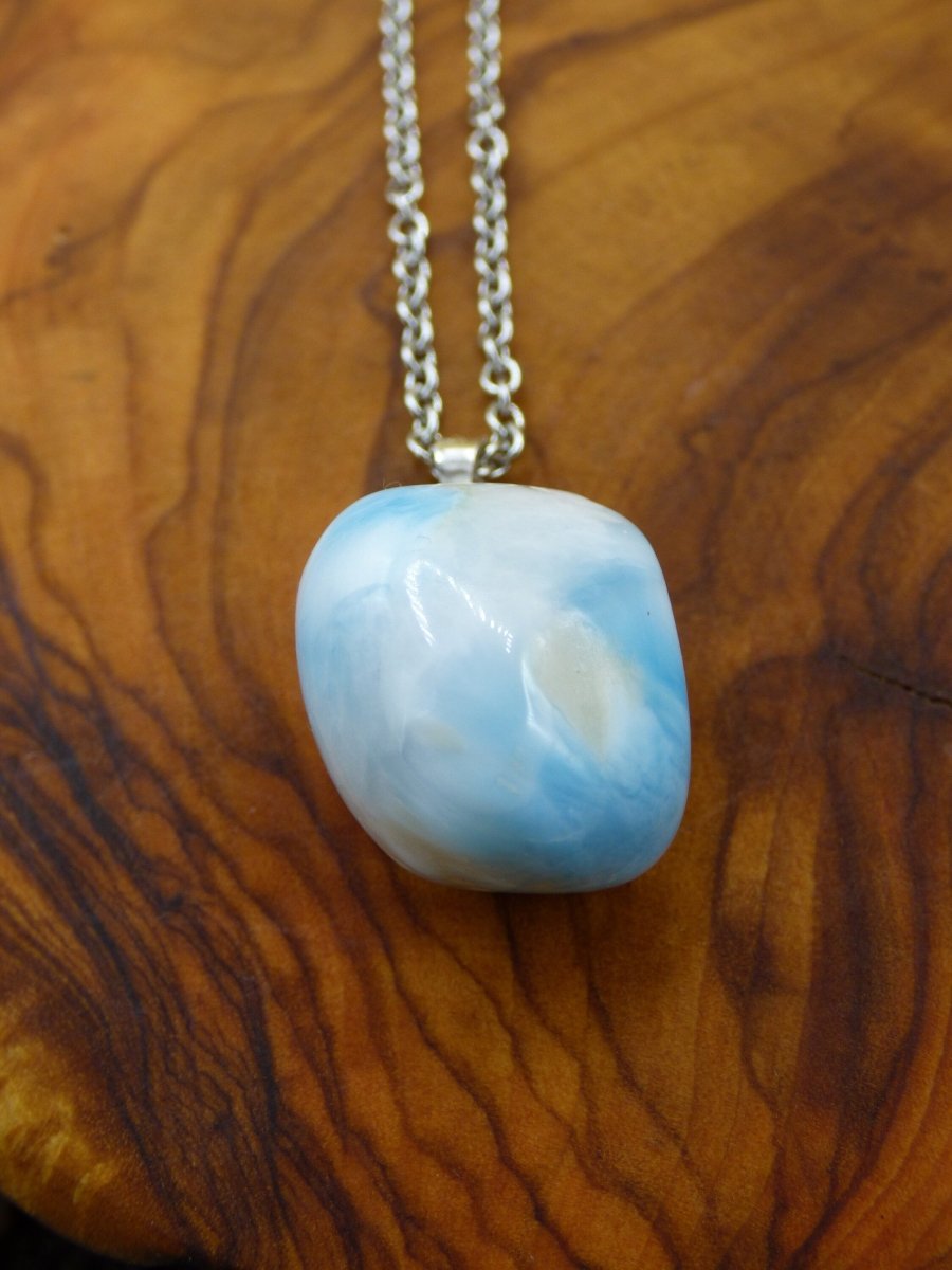 Larimar AAA "Atlantis Stone"~ Edelstein Kette 925 Sterling Silber Öse ~HIPPIE GOA Boho Tibet Ethno Nature Heilstein Rarität Meerblau Himmel - Art of Nature Berlin