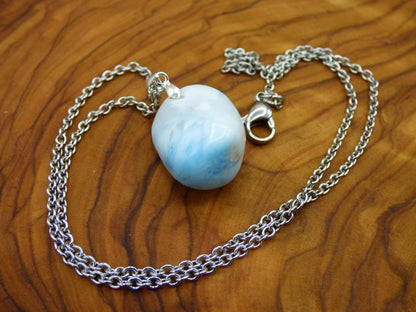 Larimar AAA "Atlantis Stone"~ Edelstein Kette 925 Sterling Silber Öse ~HIPPIE GOA Boho Tibet Ethno Nature Heilstein Rarität Meerblau Himmel - Art of Nature Berlin