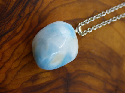 Larimar AAA "Atlantis Stone"~ Edelstein Kette 925 Sterling Silber Öse ~HIPPIE GOA Boho Tibet Ethno Nature Heilstein Rarität Meerblau Himmel - Art of Nature Berlin