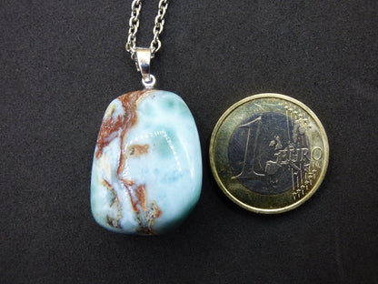 Larimar AAA "Atlantis Stone"~ Edelstein Kette 925 Sterling Silber Öse ~HIPPIE GOA Boho Tibet Ethno Nature Heilstein Rarität Meerblau Himmel - Art of Nature Berlin