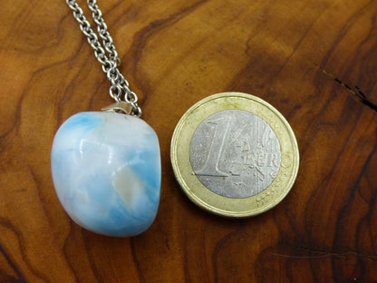 Larimar AAA "Atlantis Stone"~ Edelstein Kette 925 Sterling Silber Öse ~HIPPIE GOA Boho Tibet Ethno Nature Heilstein Rarität Meerblau Himmel - Art of Nature Berlin