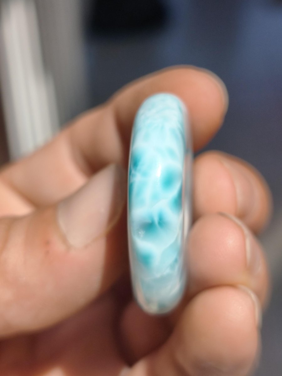 Larimar AAA Kette Donut Edelstein Sammler Rarität blau Meer Fraktale Muster Natur Frau Mann Geschenk Er Sie Besonders Rar Traumhaft Anhänger - Art of Nature Berlin