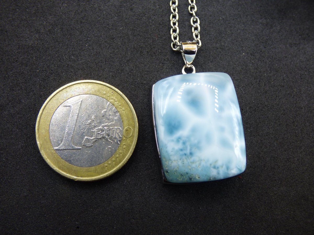 Larimar AAA &quot;Atlantis Stone&quot; Edelstein Kette 925 Sterling Silber Frau Schmuck Edel Natur Heilstein Hippie Rarität Meer Himmel blau Geschenk - Art of Nature Berlin