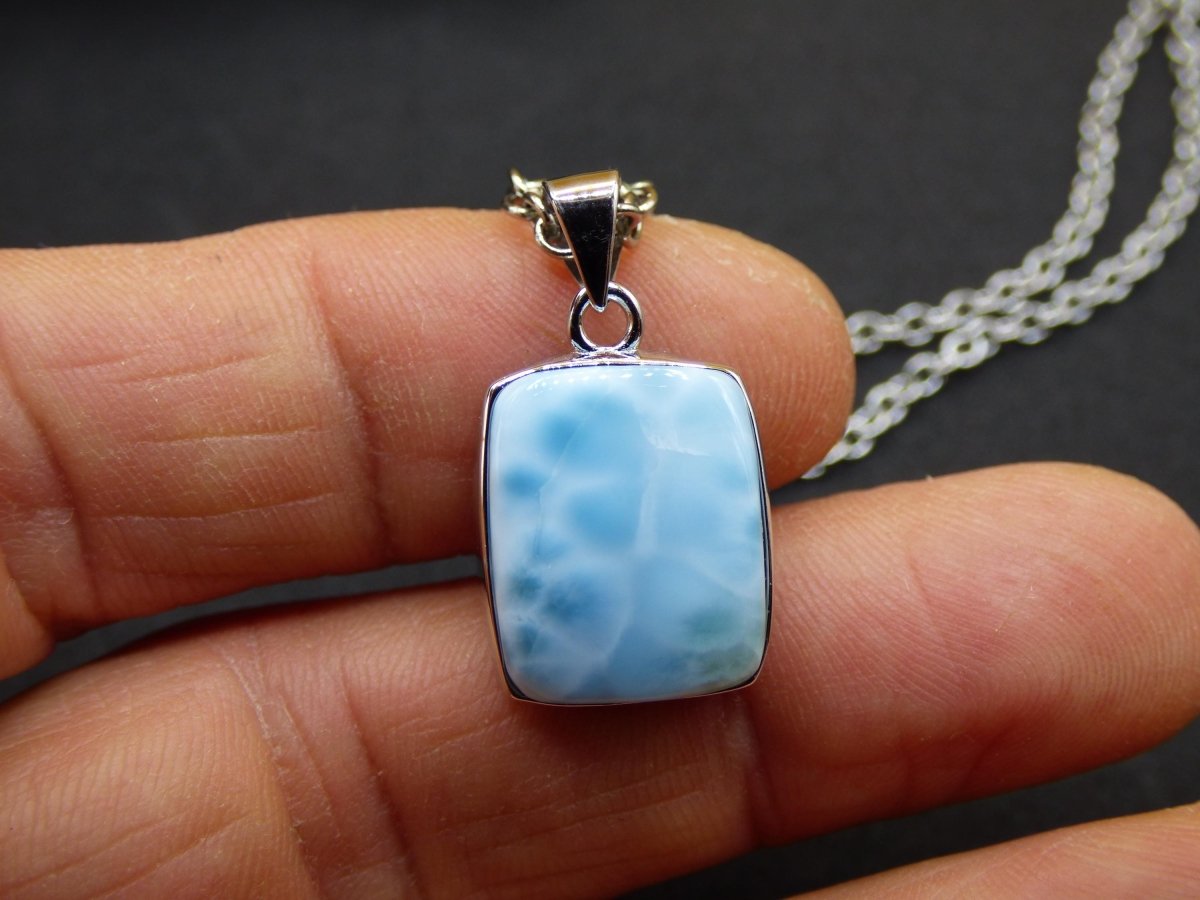 Larimar AAA "Atlantis Stone" Edelstein Kette 925 Sterling Silber Frau Schmuck Edel Natur Heilstein Hippie Rarität Meer Himmel blau Geschenk - Art of Nature Berlin