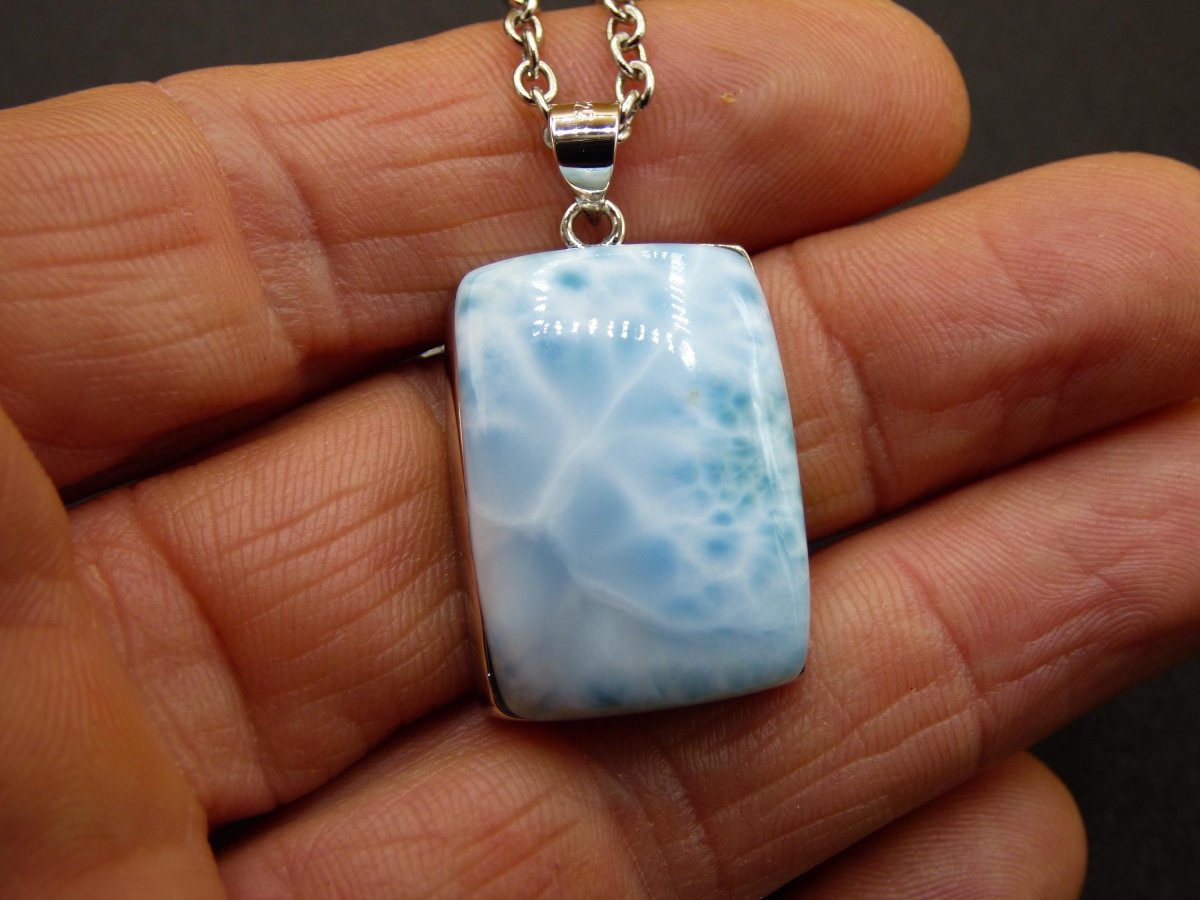 Larimar AAA "Atlantis Stone" Edelstein Kette 925 Sterling Silber Frau Schmuck Edel Natur Heilstein Hippie Rarität Meer Himmel blau Geschenk - Art of Nature Berlin