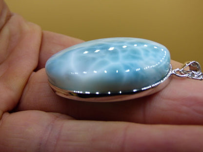 Larimar AAA &quot;Atlantis Stone&quot; Edelstein Kette 925 Sterling Silber Frau Schmuck Edel Natur Heilstein Hippie Rarität Meer Himmel blau Geschenk - Art of Nature Berlin