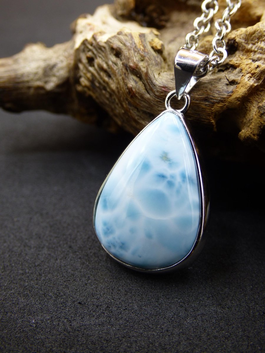 Larimar AAA "Atlantis Stone" Edelstein Kette 925 Sterling Silber Frau Schmuck Edel Natur Heilstein Hippie Rarität Meer Himmel blau Geschenk - Art of Nature Berlin
