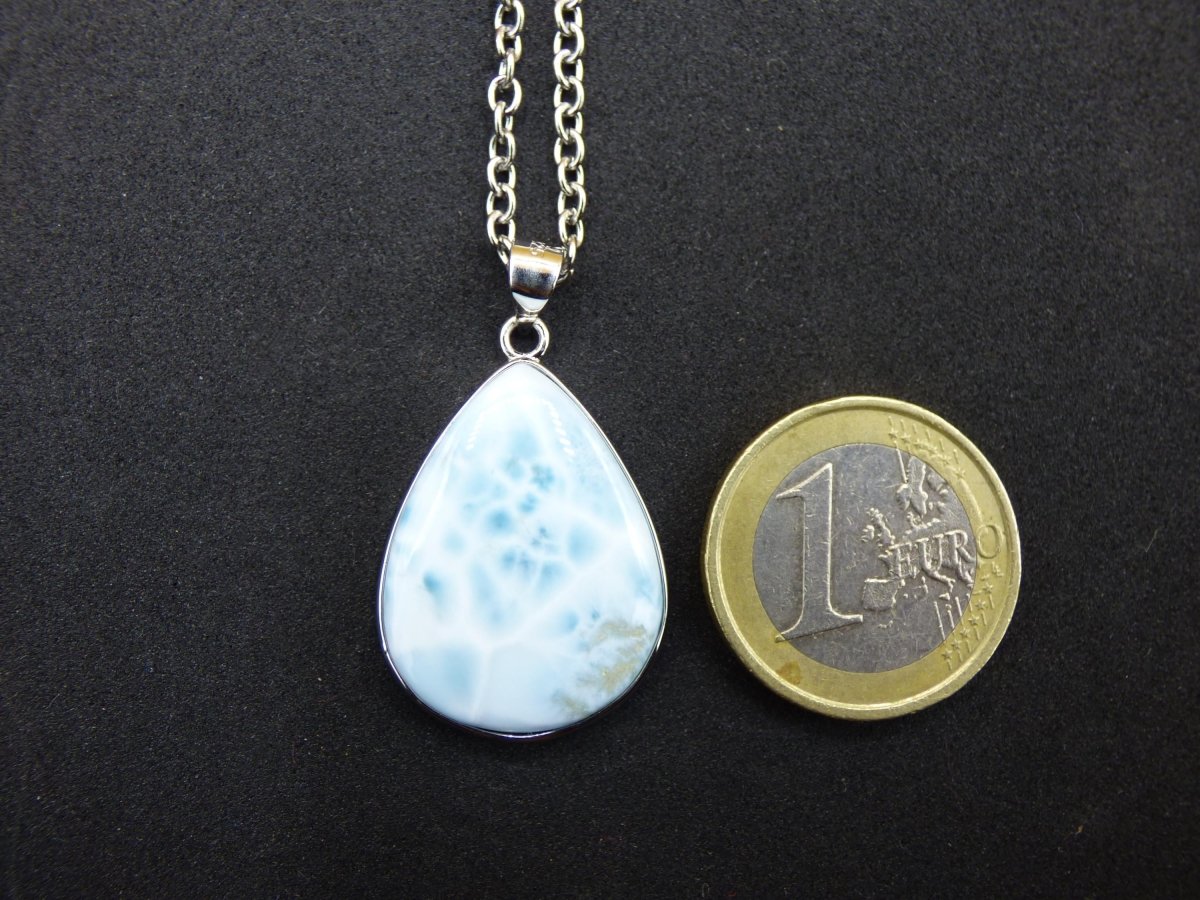 Larimar AAA "Atlantis Stone" Edelstein Kette 925 Sterling Silber Frau Schmuck Edel Natur Heilstein Hippie Rarität Meer Himmel blau Geschenk - Art of Nature Berlin