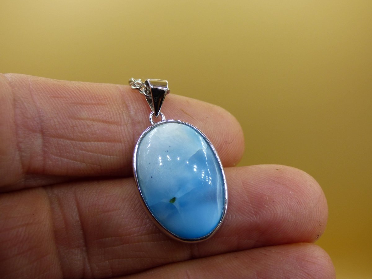 Larimar AAA "Atlantis Stone" Edelstein Kette 925 Sterling Silber Frau Schmuck Edel Natur Heilstein Hippie Rarität Meer Himmel blau Geschenk - Art of Nature Berlin