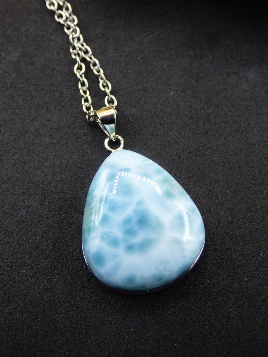 Larimar AAA &quot;Atlantis Stone&quot; Edelstein Kette 925 Sterling Silber Frau Schmuck Edel Natur Heilstein Hippie Rarität Meer Himmel blau Geschenk - Art of Nature Berlin