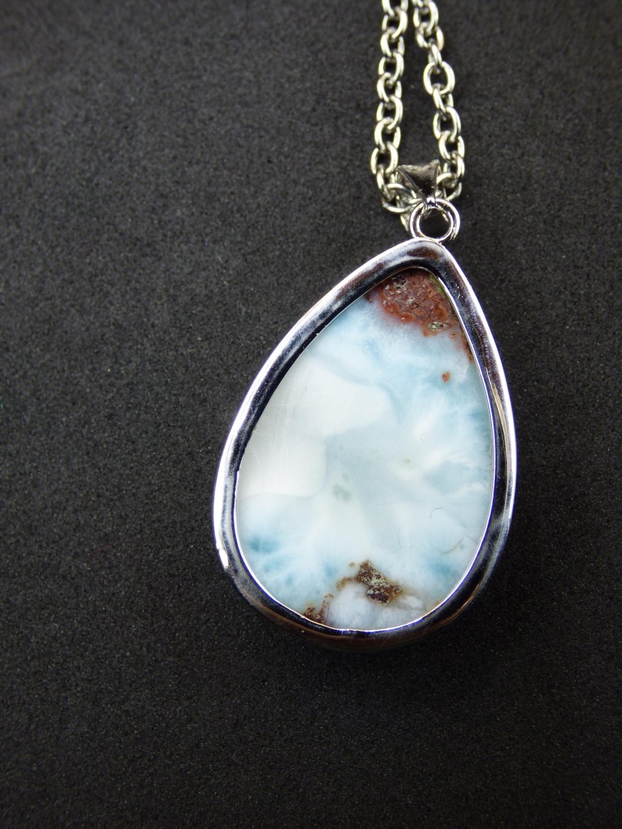 Larimar AAA &quot;Atlantis Stone&quot; Edelstein Kette 925 Sterling Silber Frau Schmuck Edel Natur Heilstein Hippie Rarität Meer Himmel blau Geschenk - Art of Nature Berlin