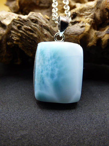 Larimar AAA "Atlantis Stone" Edelstein Kette 925 Sterling Silber Frau Schmuck Edel Natur Heilstein Hippie Rarität Meer Himmel blau Geschenk - Art of Nature Berlin