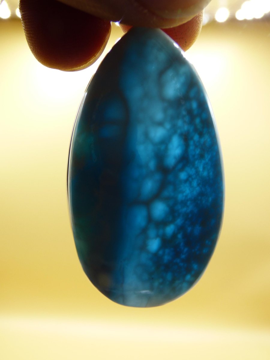 Larimar AAA &quot;Atlantis Stone&quot; Edelstein Kette 925 Sterling Silber Frau Schmuck Edel Natur Heilstein Hippie Rarität Meer Himmel blau Geschenk - Art of Nature Berlin